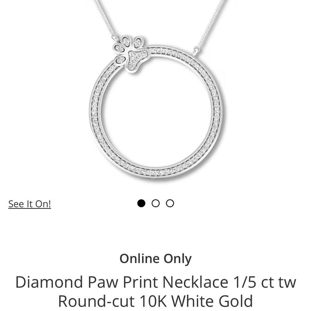 Jared 10k white gold paw print necklace